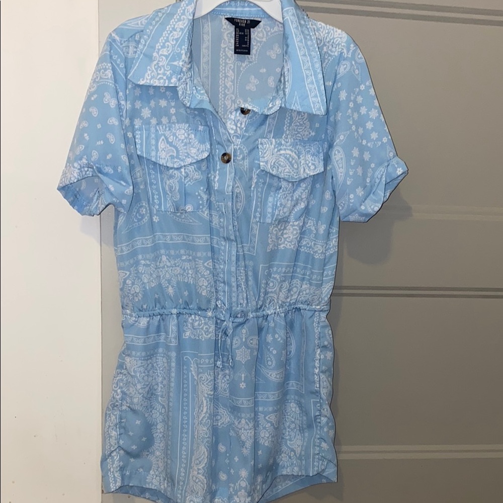Forever 21 Kids Blue Paisley Romper